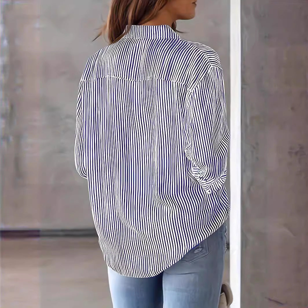 Women casual blouse with stripes Ivyshape