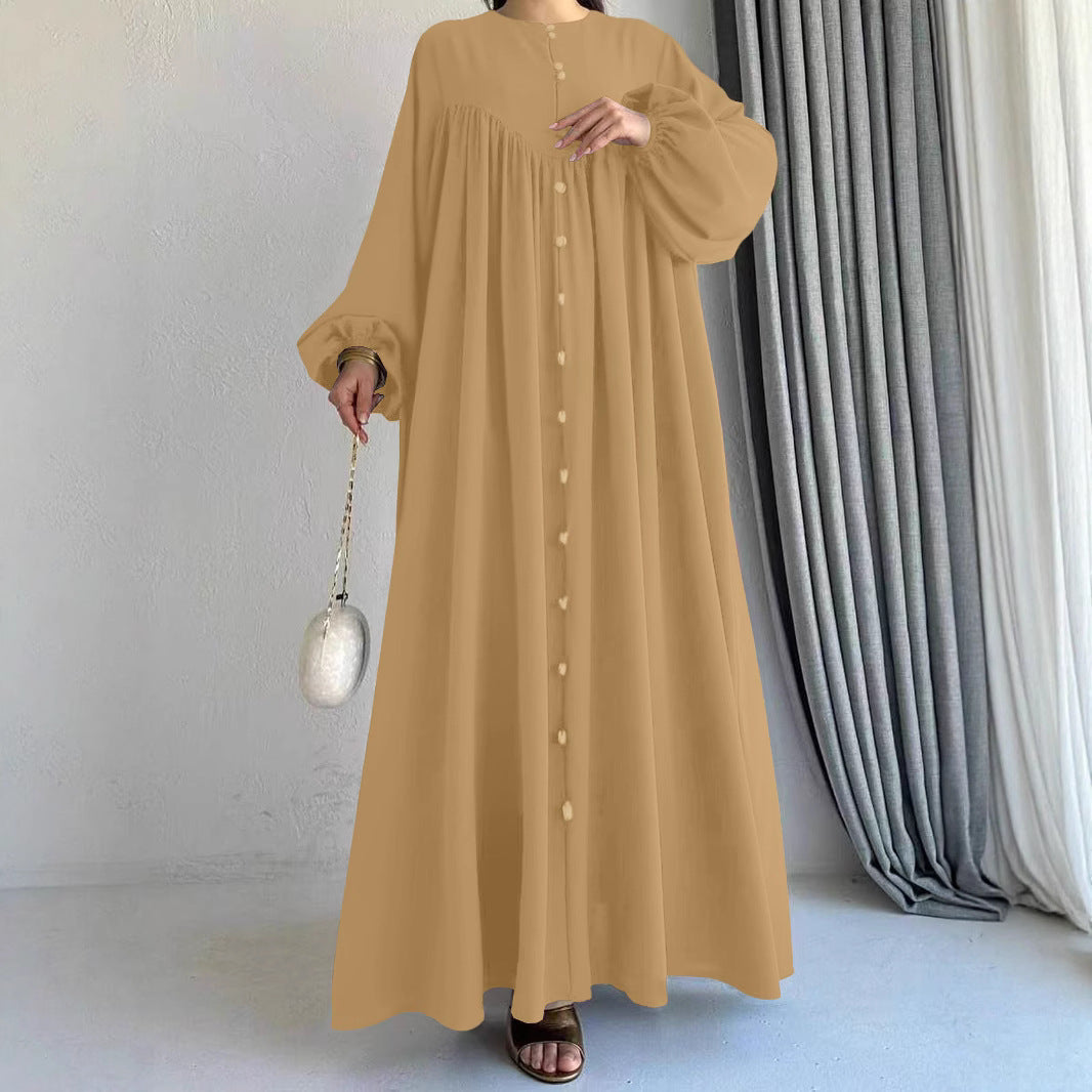 Women's Maxi Silhouette Dresses with Button Details and Feminine Cut Ivyshape