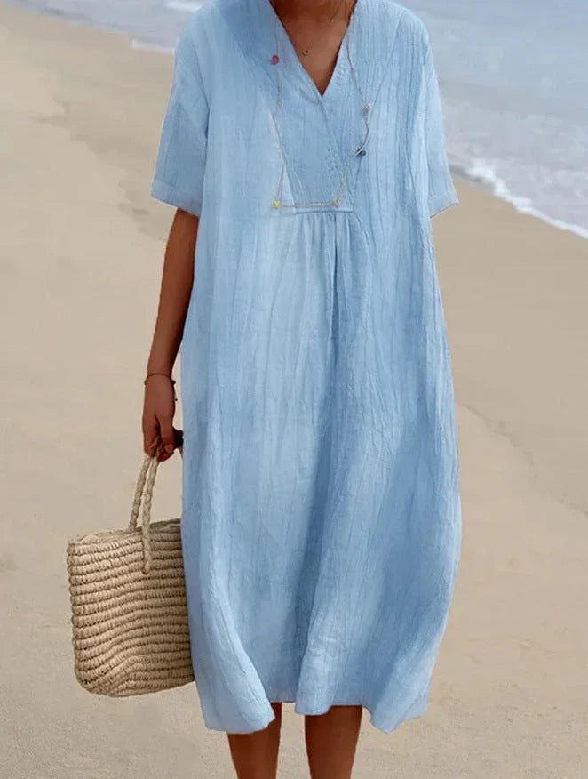 Ivyshape | Loose women's dress made of linen