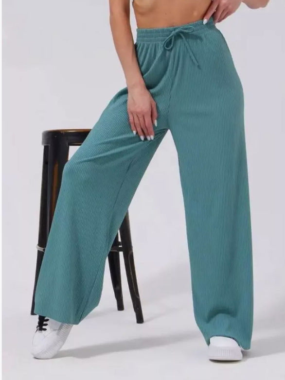 Women's wide pleated trousers with elastic waistband Ivyshape