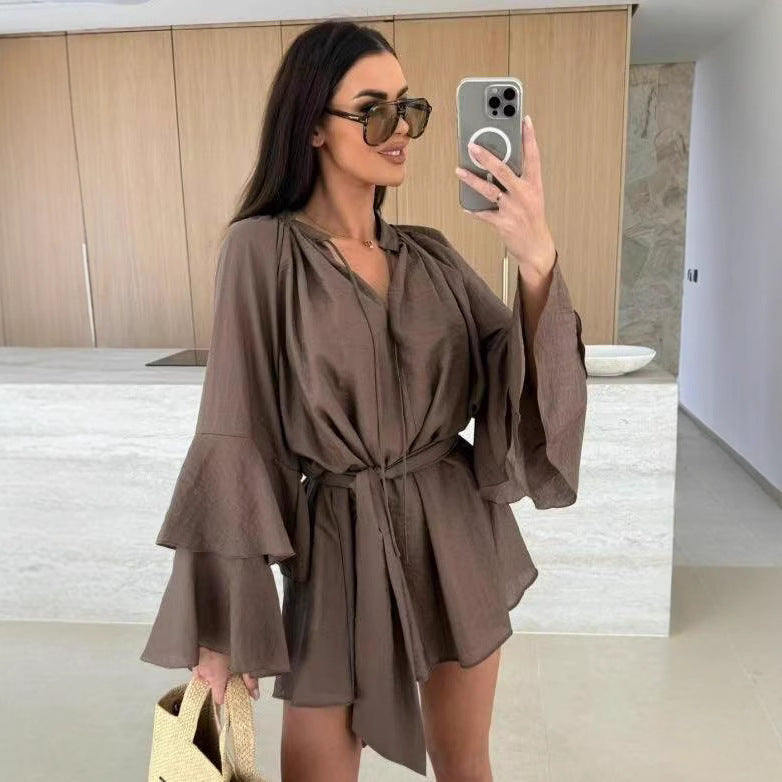 Ladies Stylish Bell Sleeve Kaftan Wrap Ivyshape