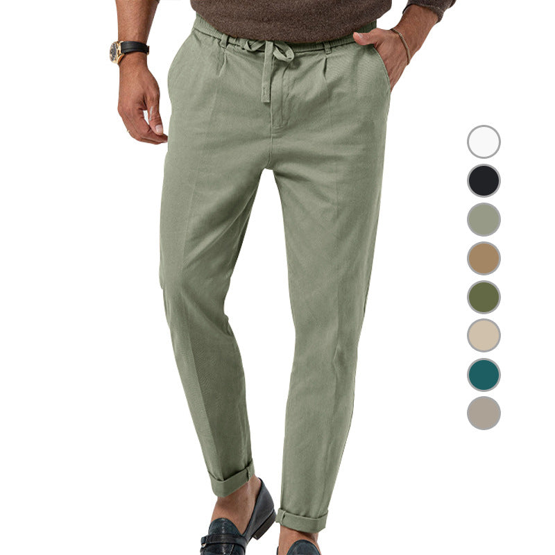 Men's relaxed chino pants with adjustable drawstring and side pockets Ivyshape