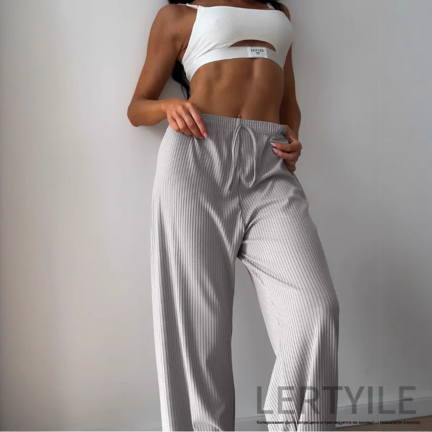 Women's wide pleated trousers with elastic waistband Ivyshape