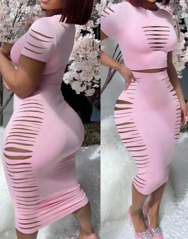 Women Figure-hugging Midi Dress with Cut-Out Details Ivyshape