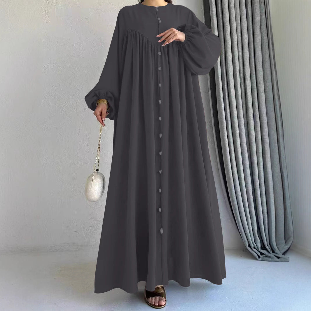 Women's Maxi Silhouette Dresses with Button Details and Feminine Cut Ivyshape