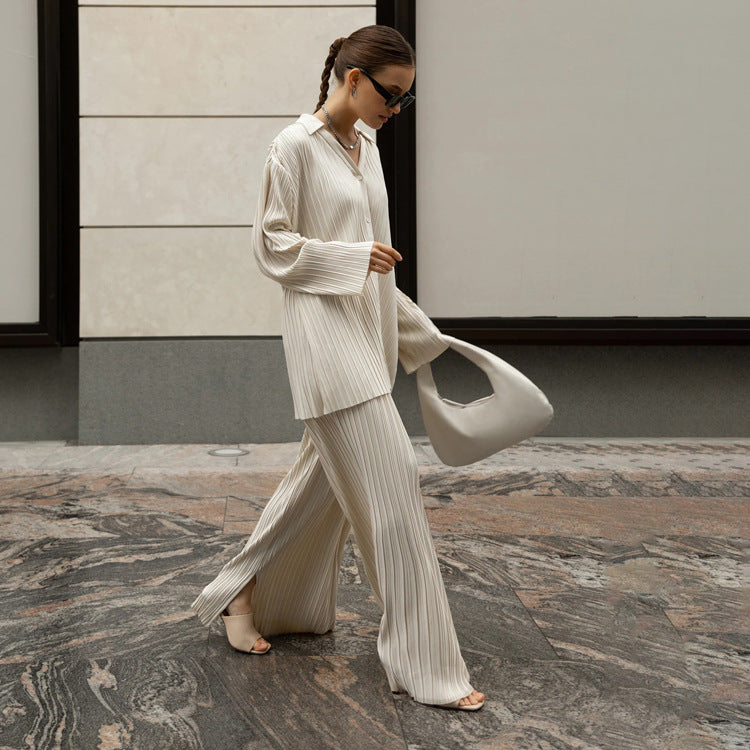 Ivyshape | Pleated Pantsuit Set