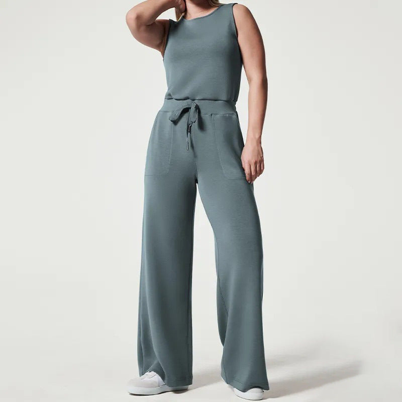 IvyShape | Comfortable Solid Color Sleeveless Jumpsuit