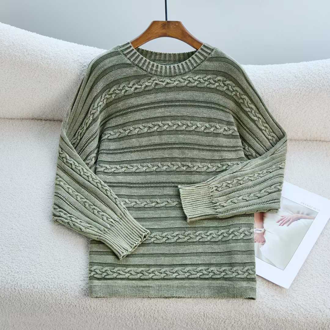 Women Fashionable Knit Sweater with Textured Pattern and Loose Fit Ivyshape