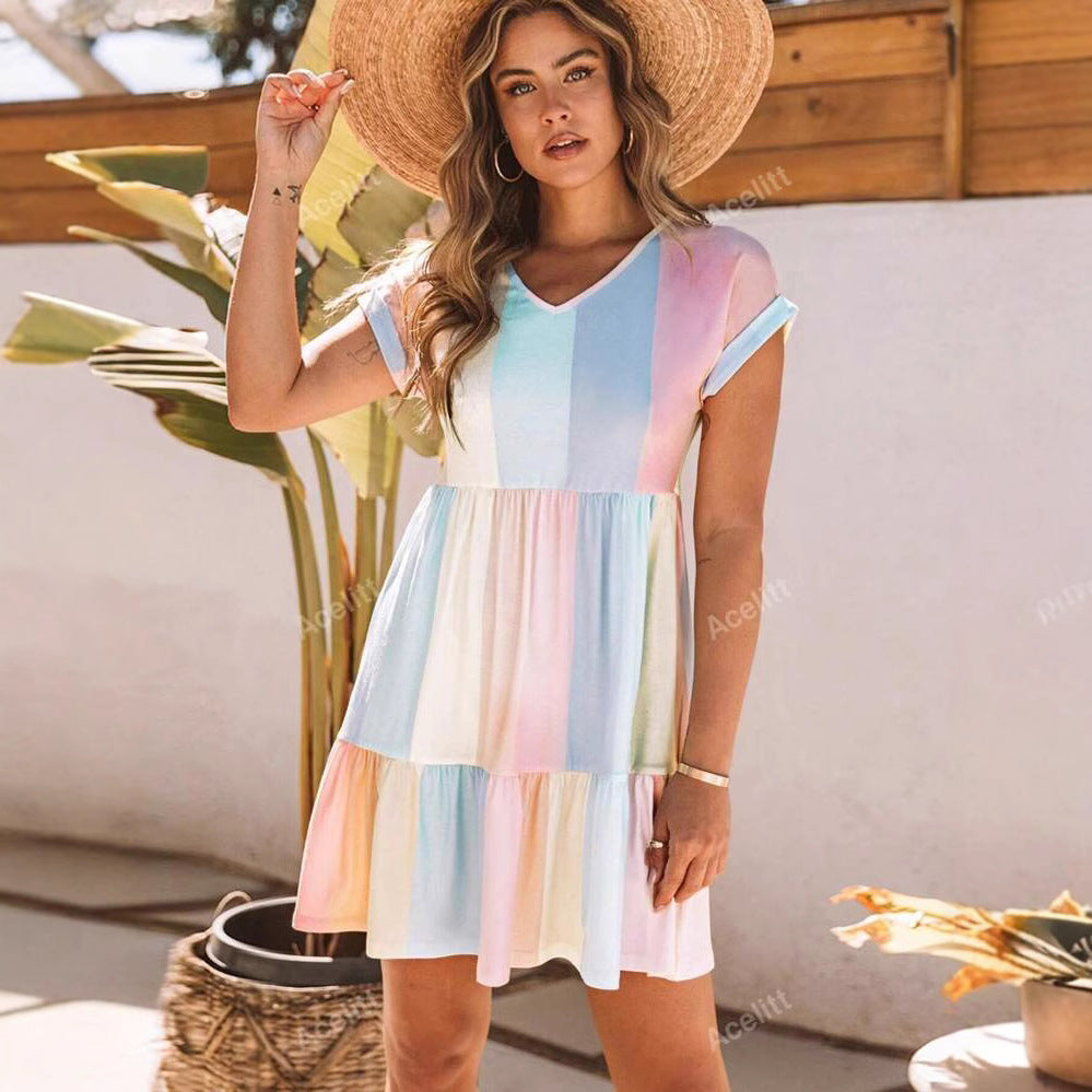 Ladies playful summer dress with gradient and fresh design Ivyshape