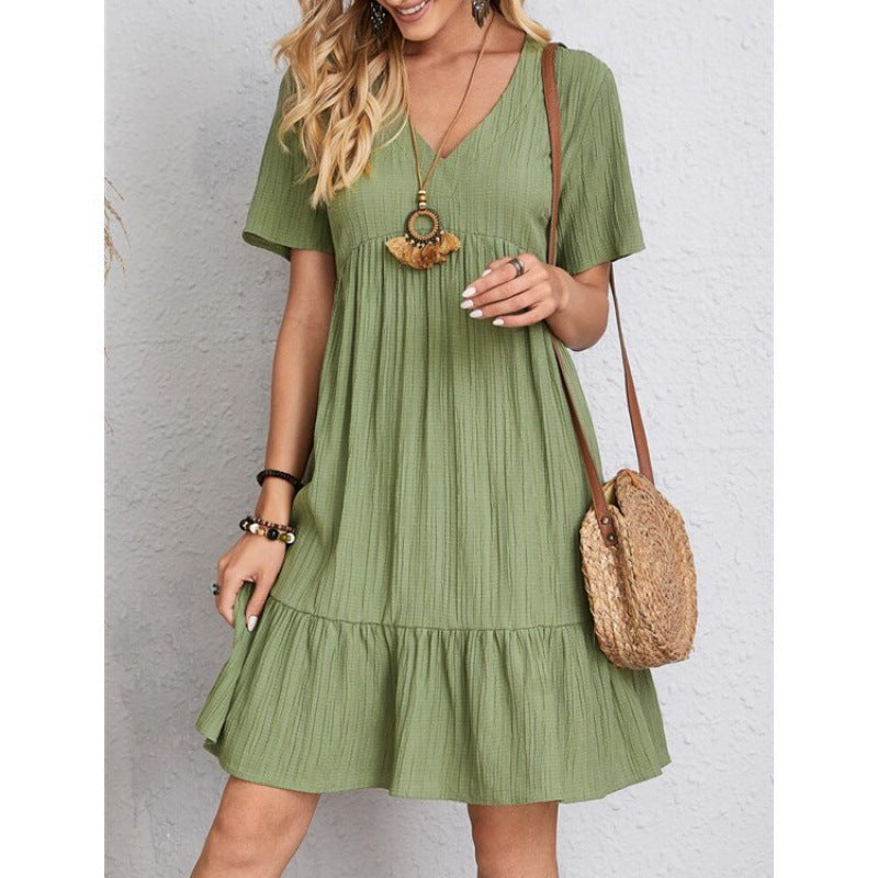 Women Bohemian V-neck Tiered Midi Dress Ivyshape