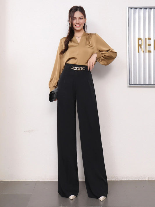 Women Elegant Trousers with Decorative Chain Ivyshape