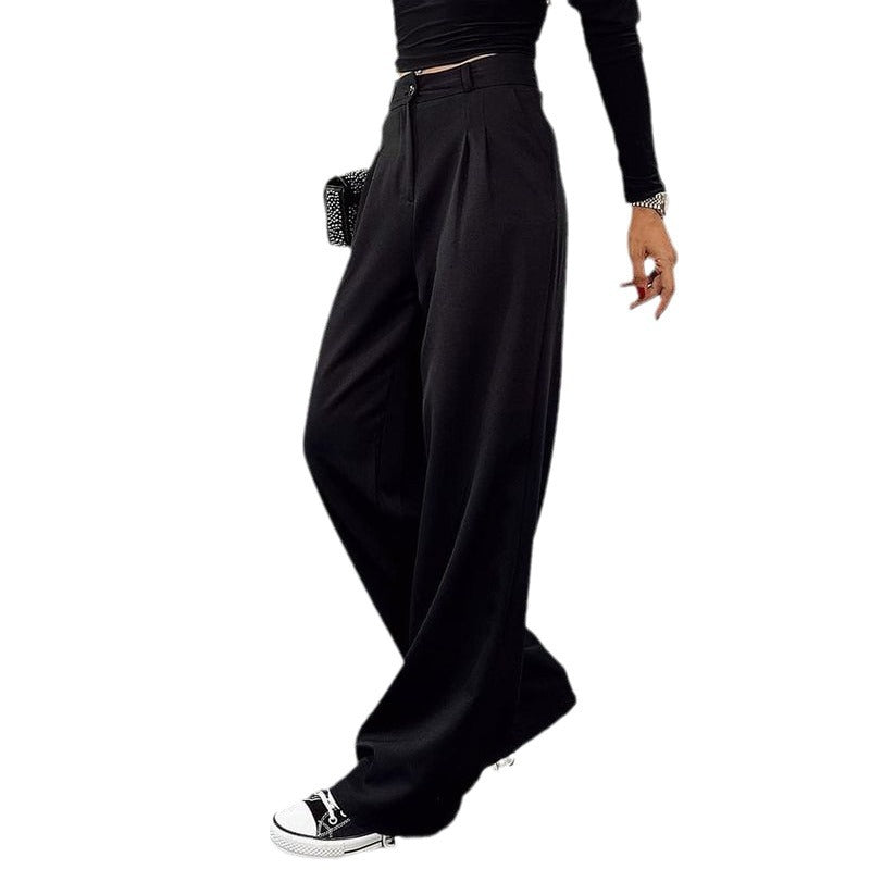 IvyShape | Wide Leg Casual Solid Suit Pants