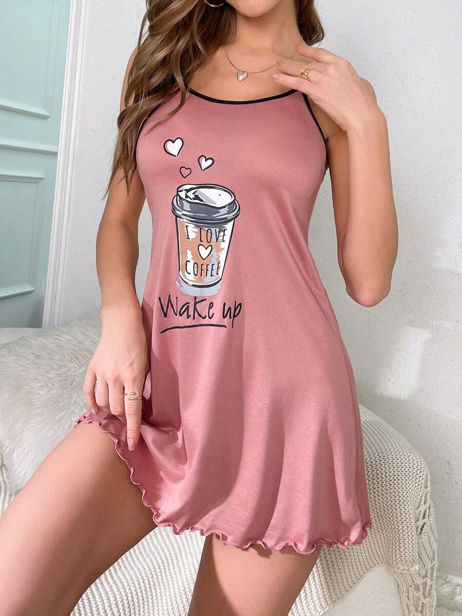 Ladies Sweet Coffee-Themed Nightdress Ivyshape