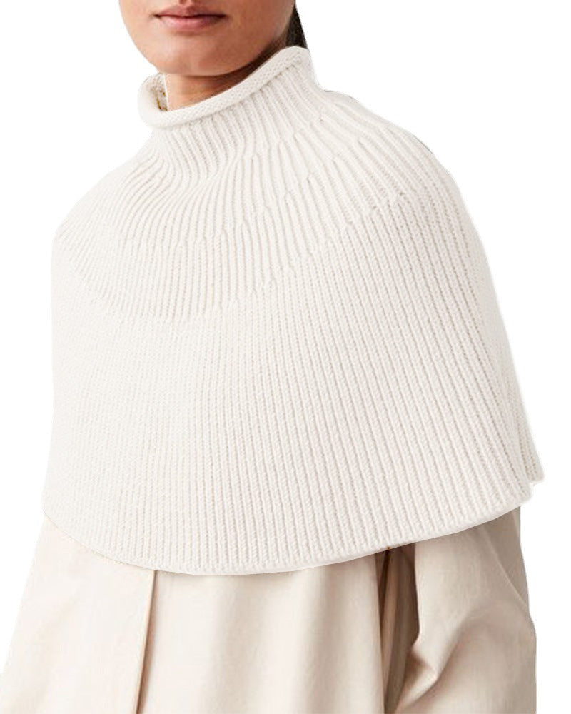 Ladies knit cape with high closed collar Ivyshape