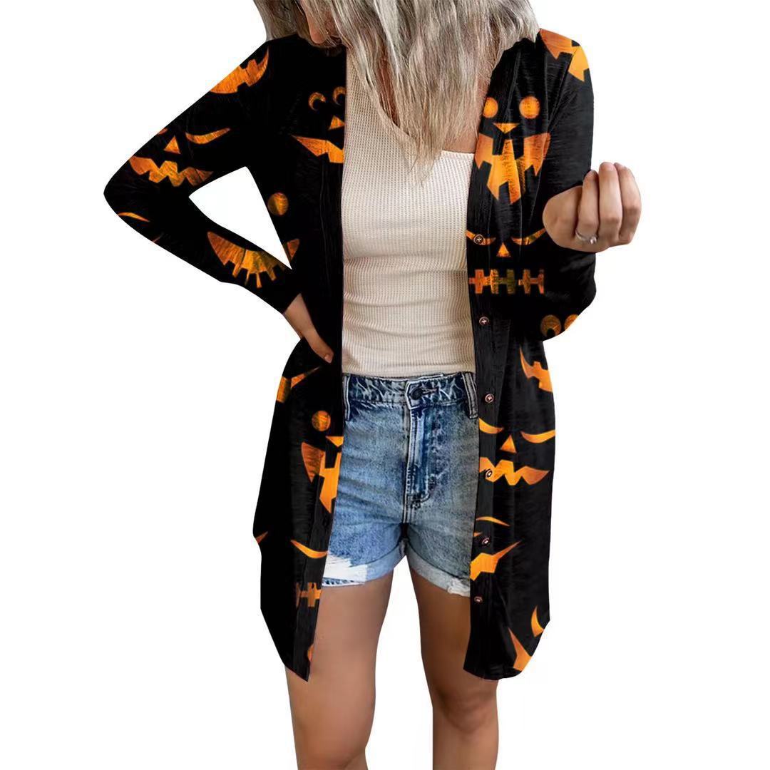 Women's Long Sleeve Cardigan with Button Design and Unique Tie-Dye Pattern Ivyshape