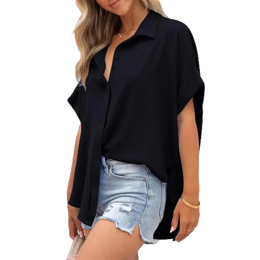 Women's Casual Oversized Blouse made of Light Cotton Blend Ivyshape