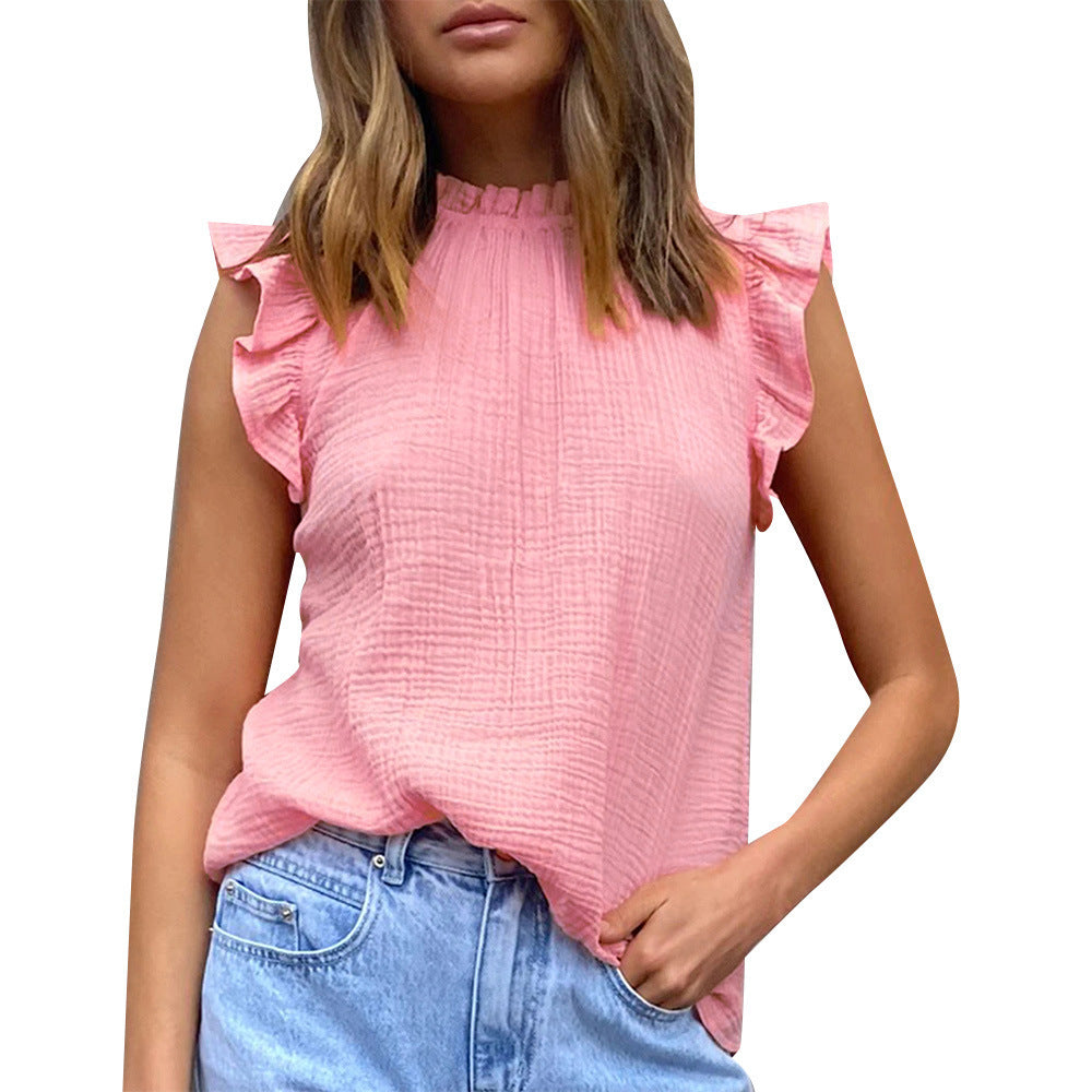Women's airy blouse with ruffle details and short cut Ivyshape