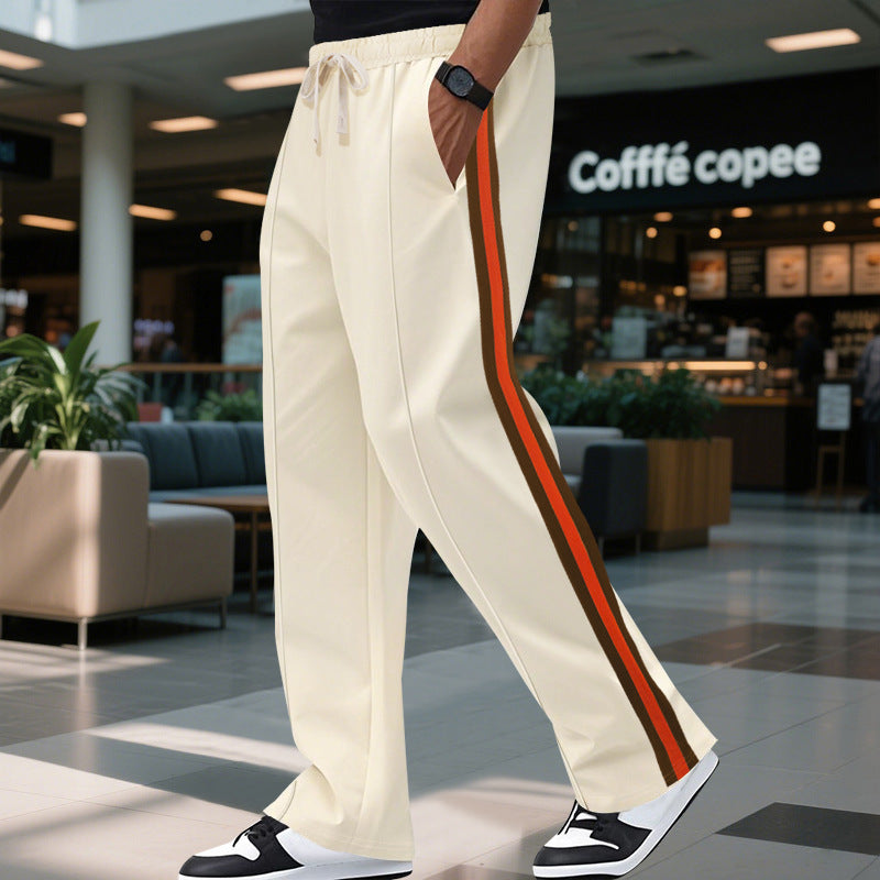 Men's casual sports pants in urban style with contrasting stripes Ivyshape