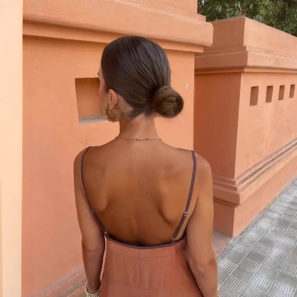 Women's Maxi Dress with fine button details and delicate V-neck Ivyshape