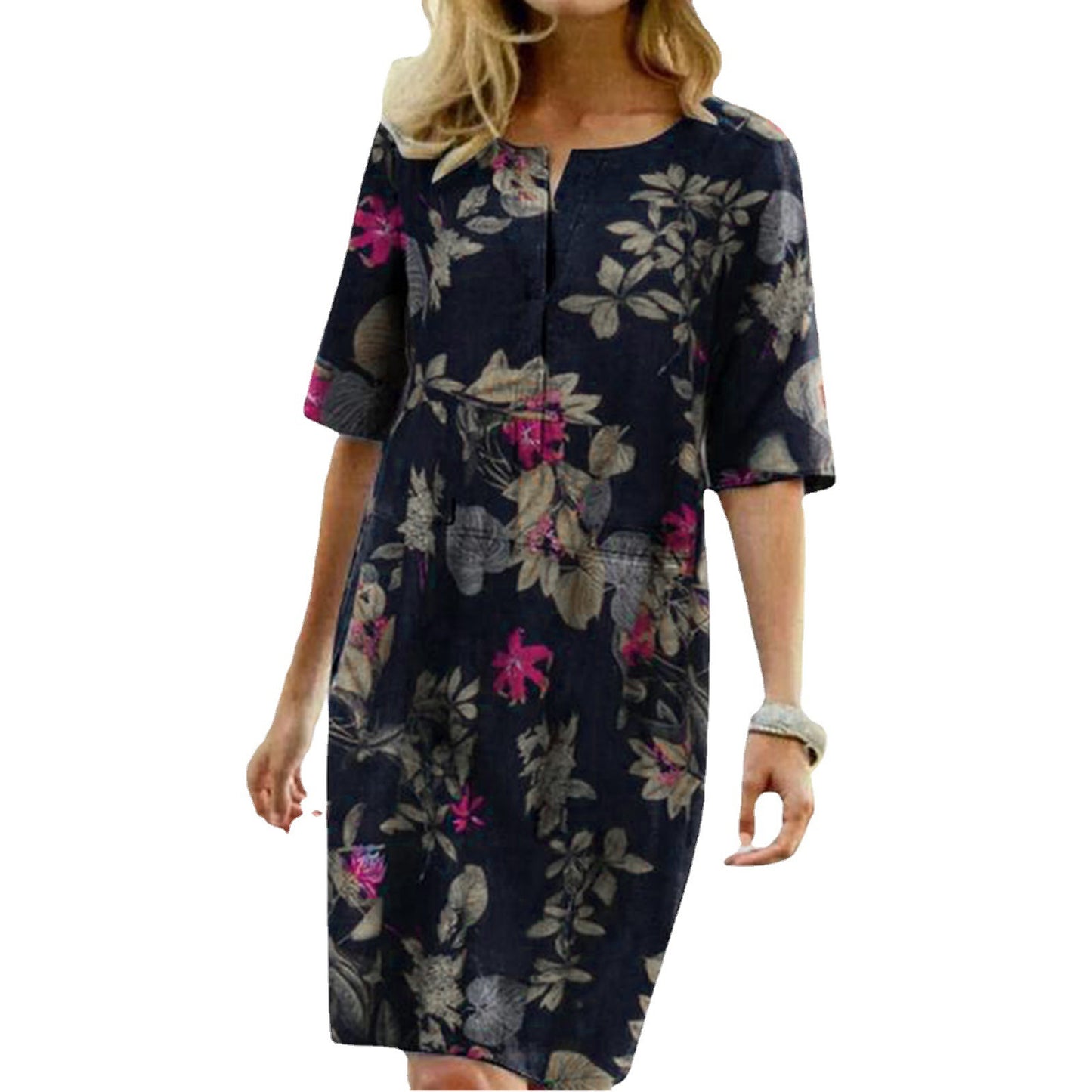 Women's Tropical Print Shift Dress Ivyshape