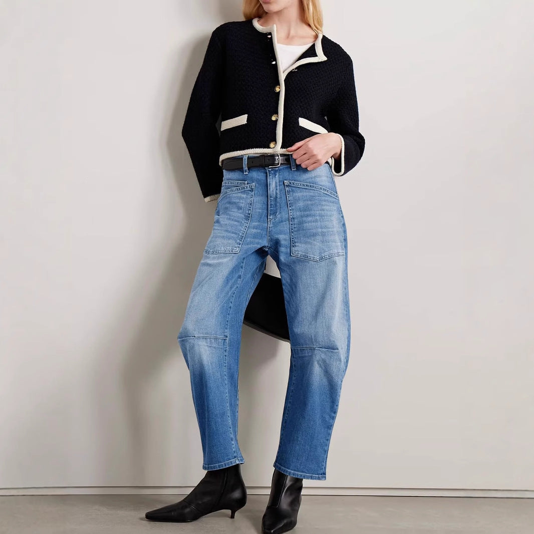 Ladies Baggy Jeans in casual workwear style Ivyshape