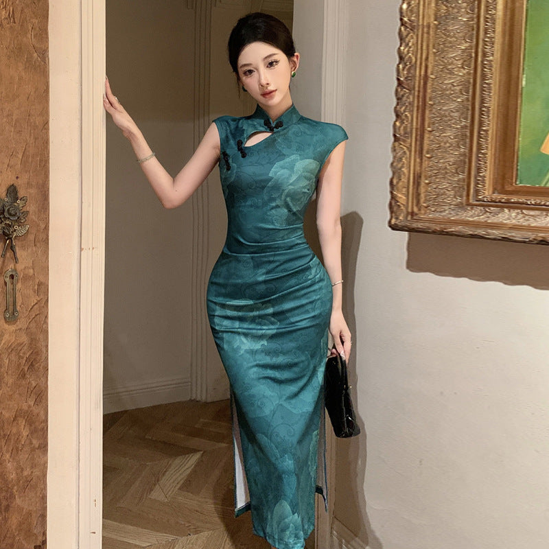 IvyShape | Slim Fit Mid-Length Qipao Dress