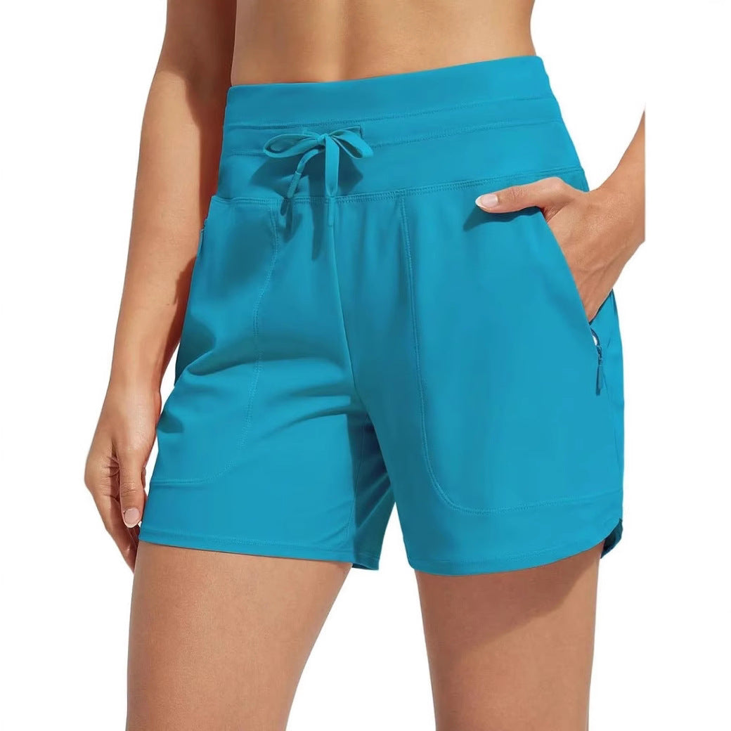 Women's performance active shorts with integrated boxer short lining Ivyshape