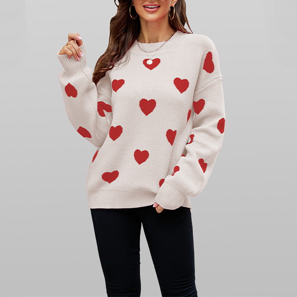 Ivyshape | Valentine'S Day Heart Knit Sweater