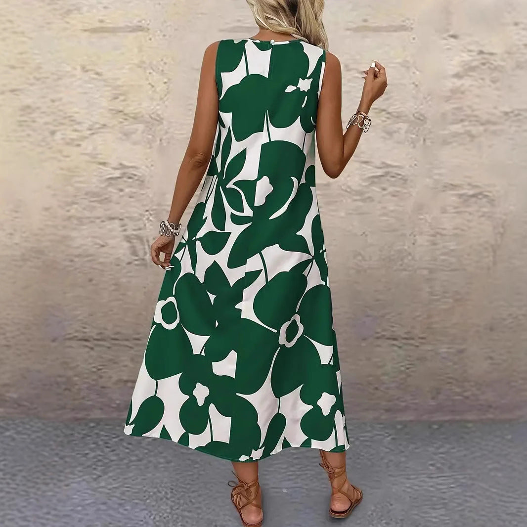 Women's Summer Midi Dress with Floral Pattern and Gathered Hem Ivyshape