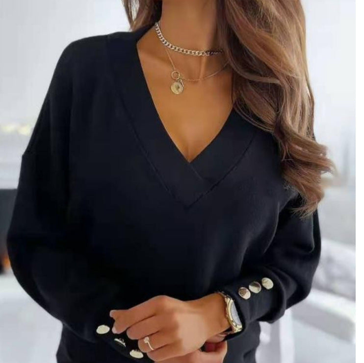 Women Casual V-Neck Sweater with Oversized Cut Ivyshape