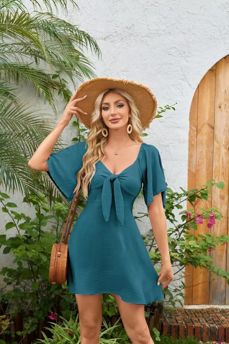 Ladies mini dress with knot detail and casual cut Ivyshape