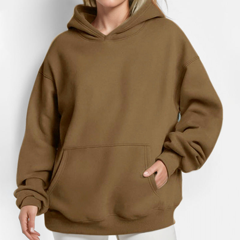 Women Loose Hoodie made of Soft Fleece with Kangaroo Pocket Ivyshape
