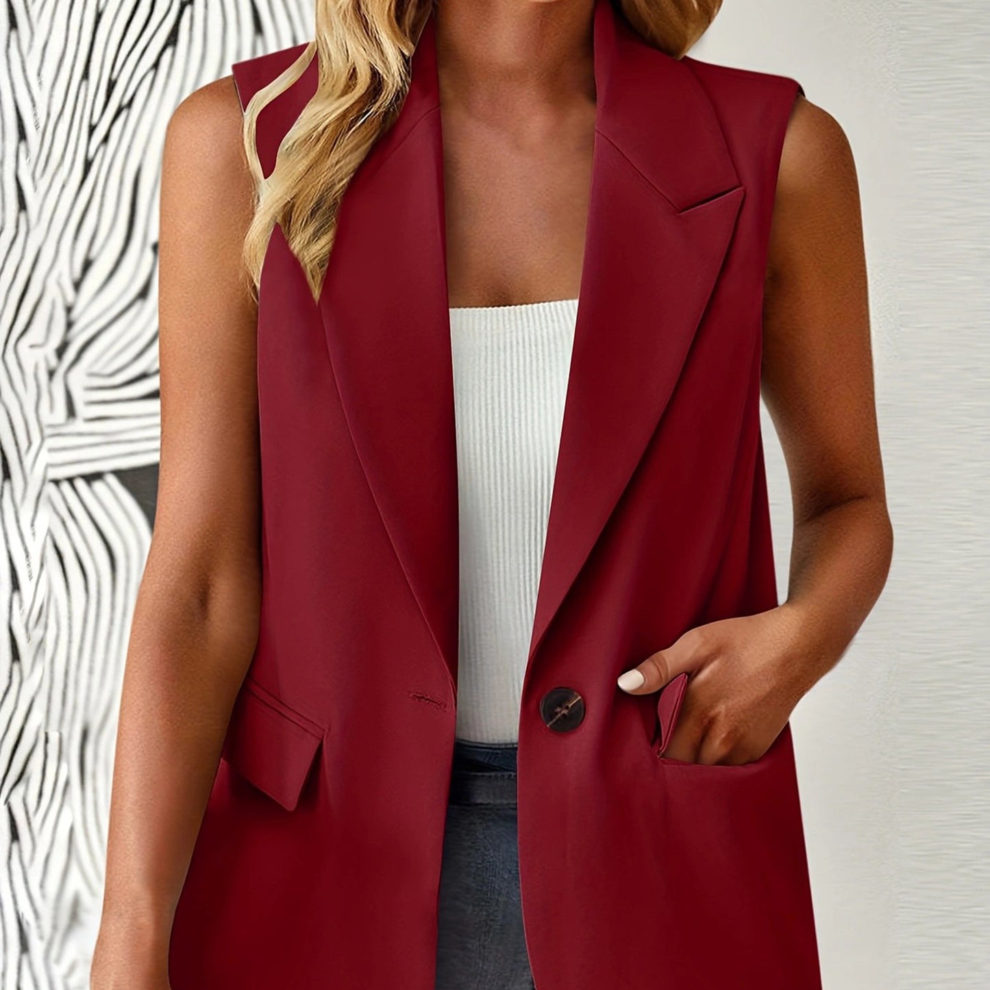 Women's stylish sleeveless blazer vest Ivyshape
