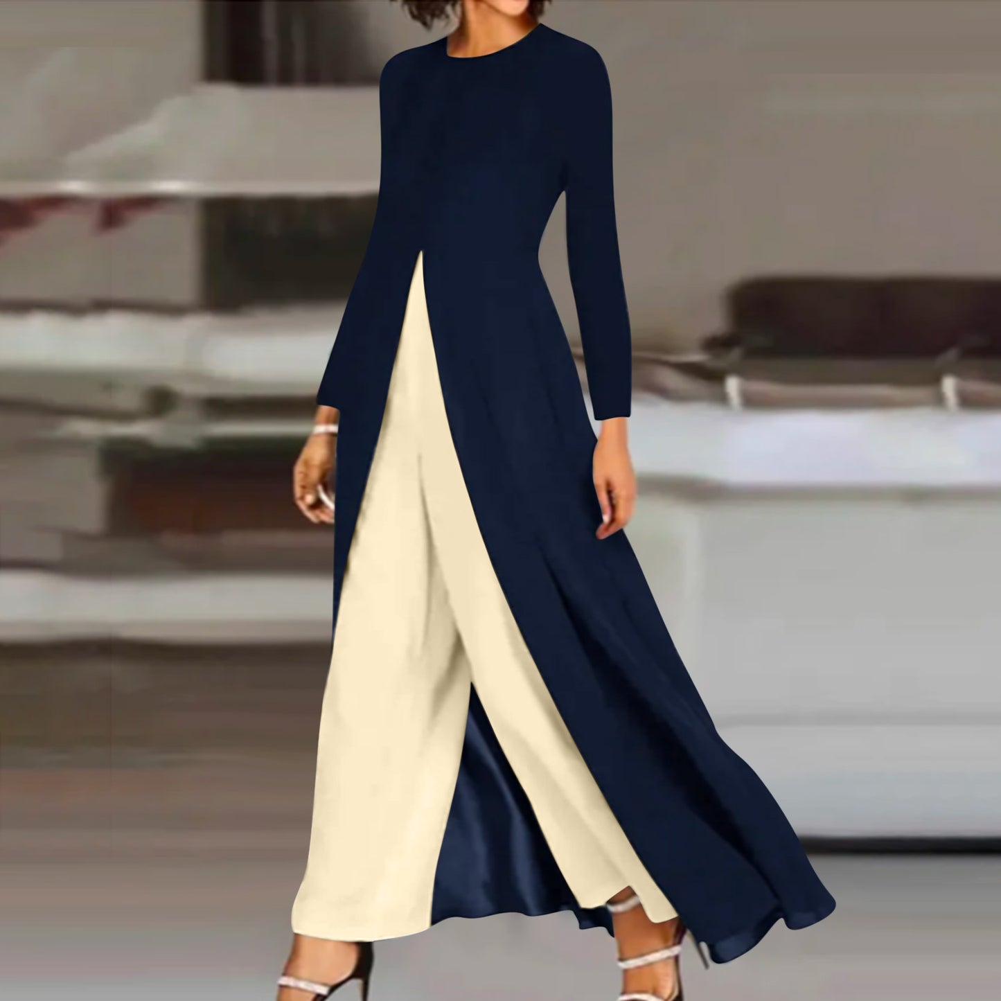 Ladies' fashionable ensemble with asymmetrical cut Ivyshape