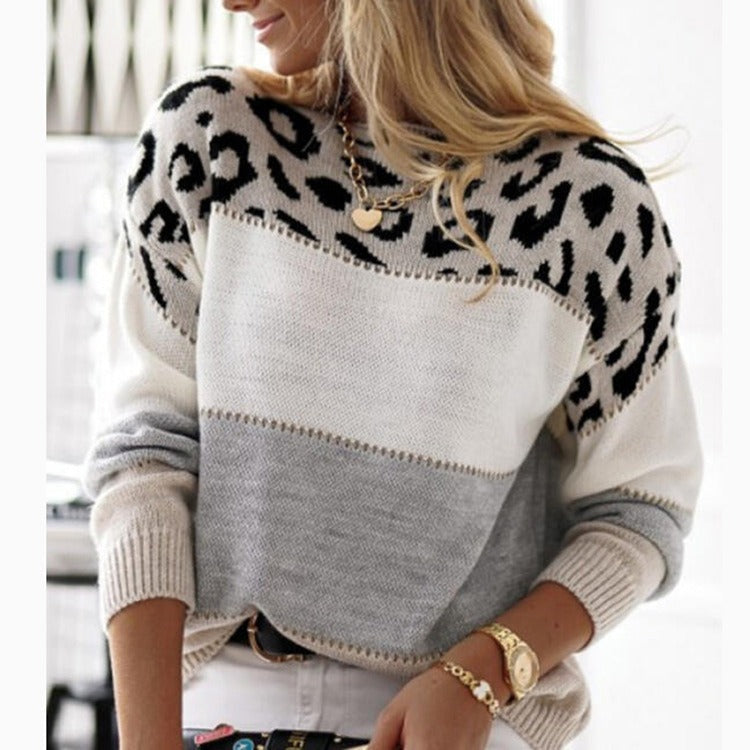 Ivyshape | Leopard Striped Sweater