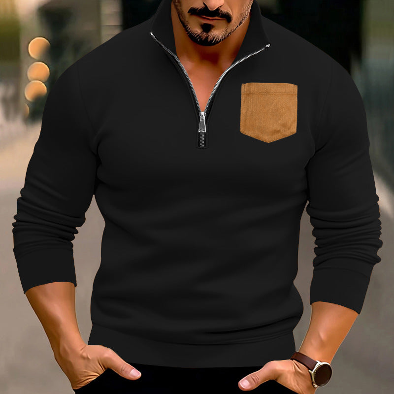 Men's stylish jumper with half zipper and stylish chest pocket Ivyshape