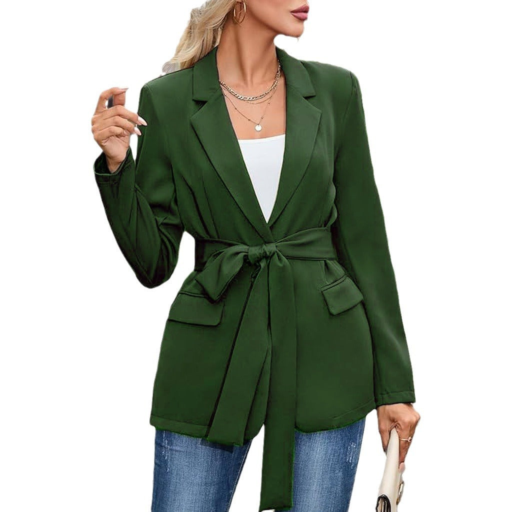 Women's elegant blazer with tailored cut and belt Ivyshape