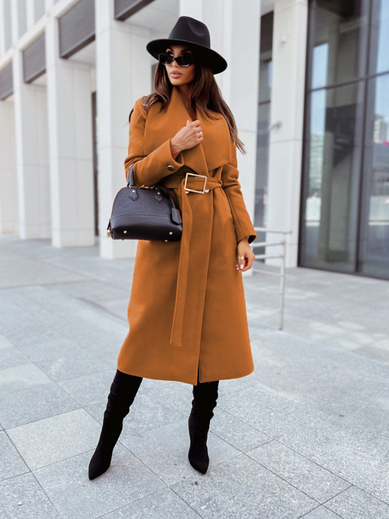 IvyShape | Simple Button V-Neck Wool Coat