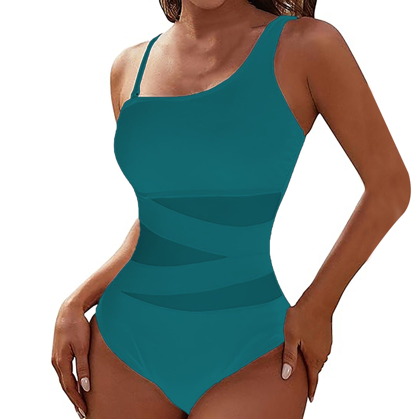 Women Figure-Hugging Jumpsuit with Asymmetric Neckline Ivyshape