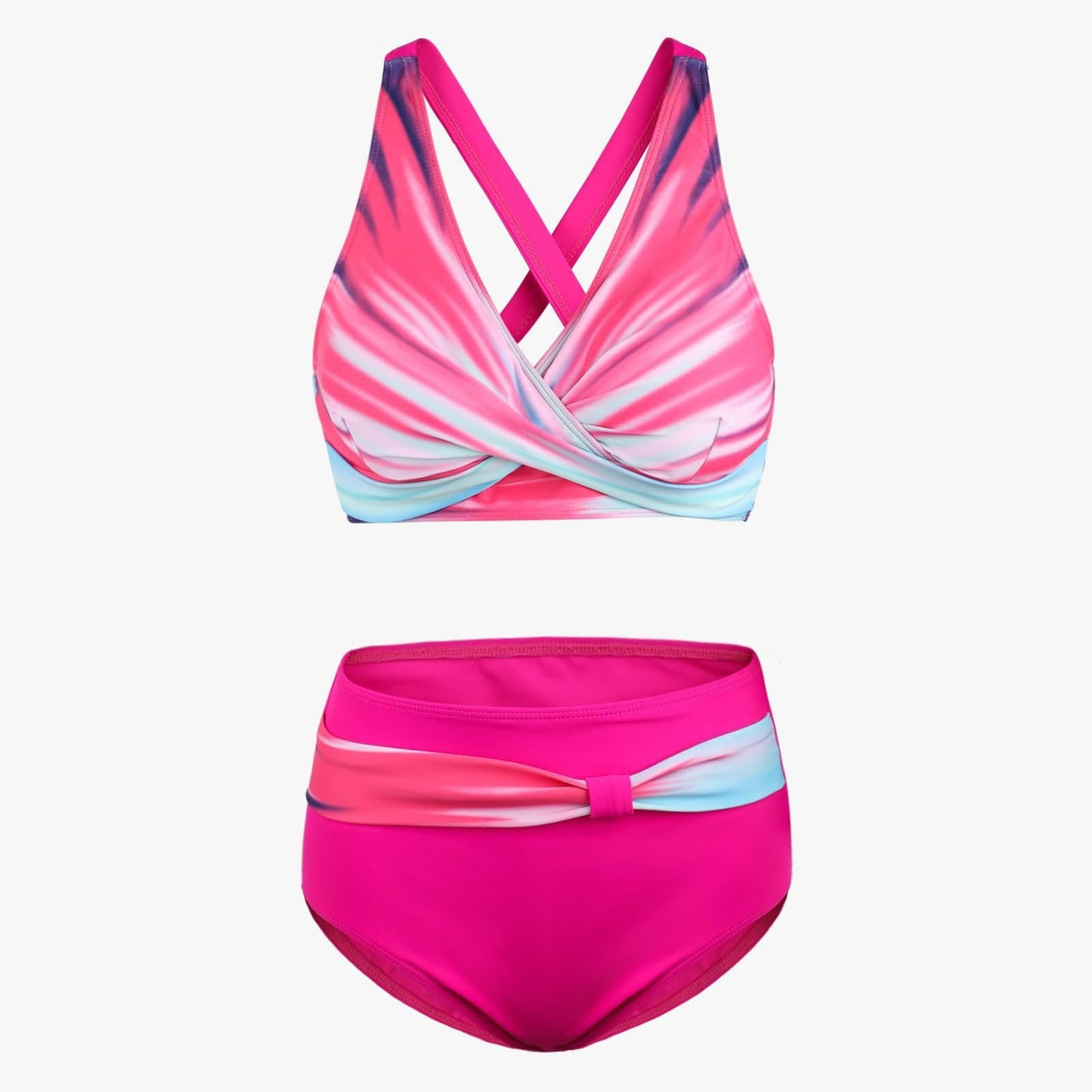 Women High-Waisted Bikini Set with Tied Top and Snug Contours Ivyshape