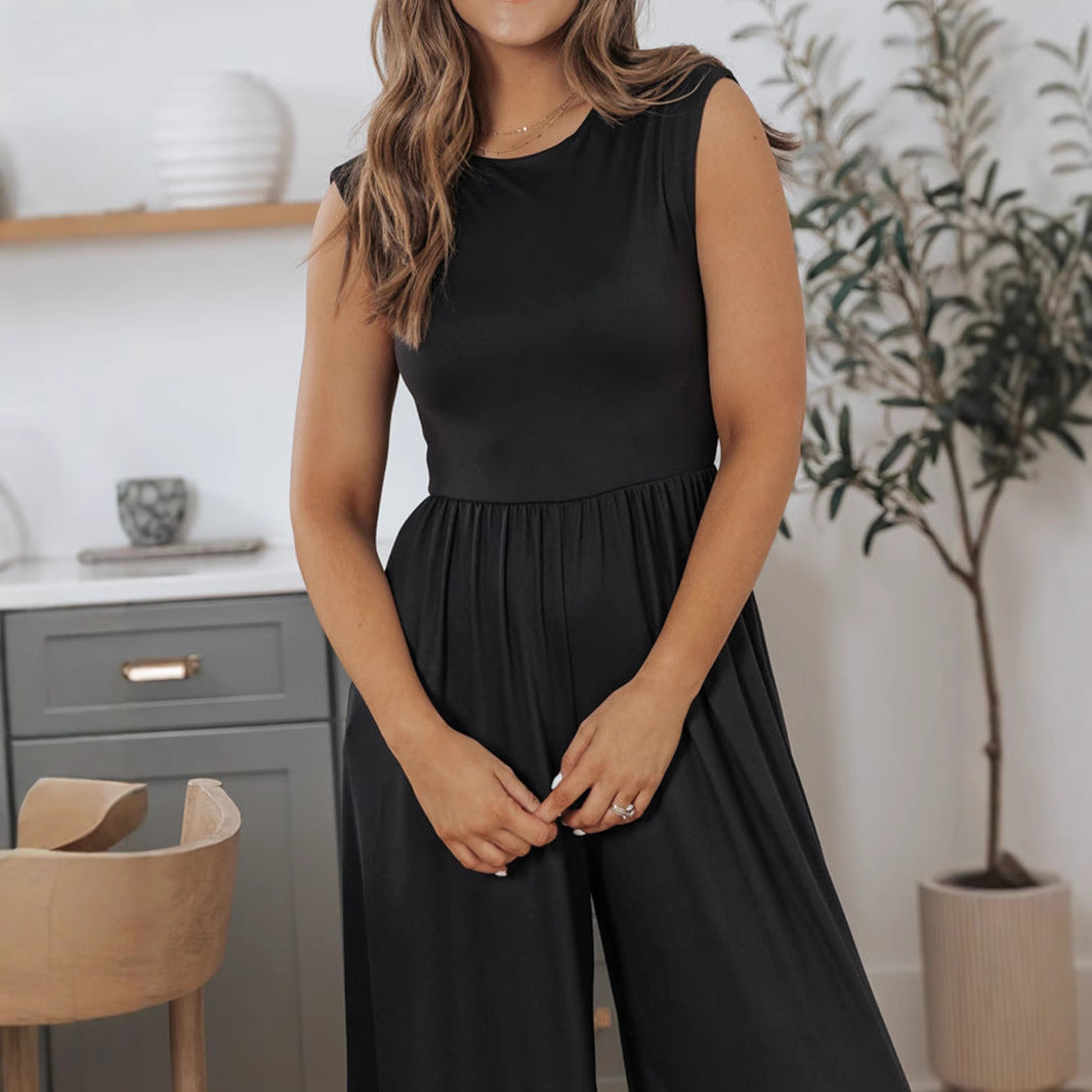 IvyShape | Sleeveless Wide Leg Long Pants Jumpsuit