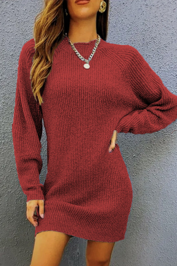 Women’s knitted dress with a casual cut and trendy ribbed pattern Ivyshape
