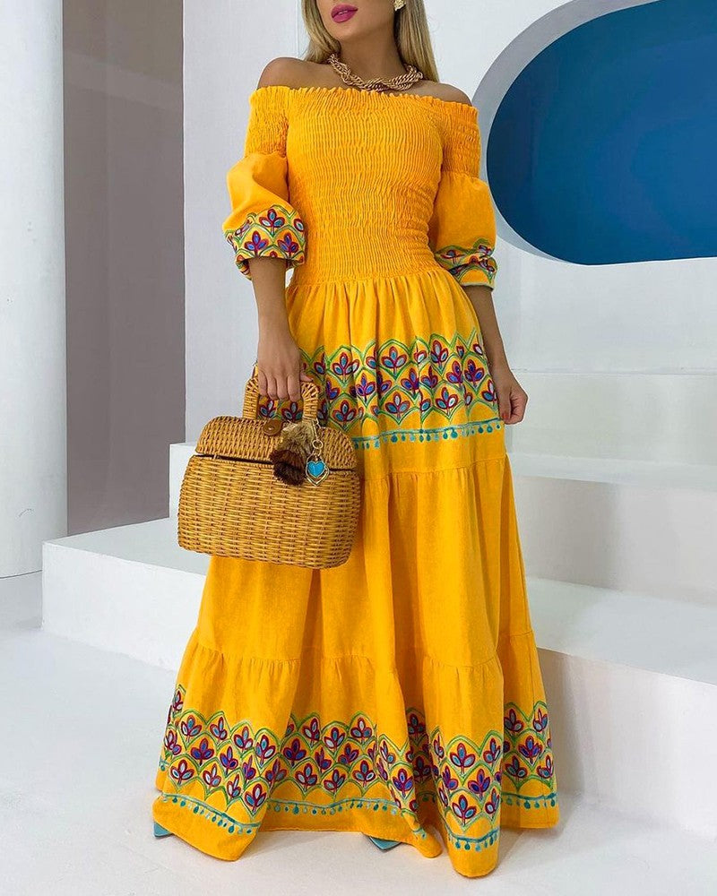 IvyShape | Loose Yellow Flowing Long Dress