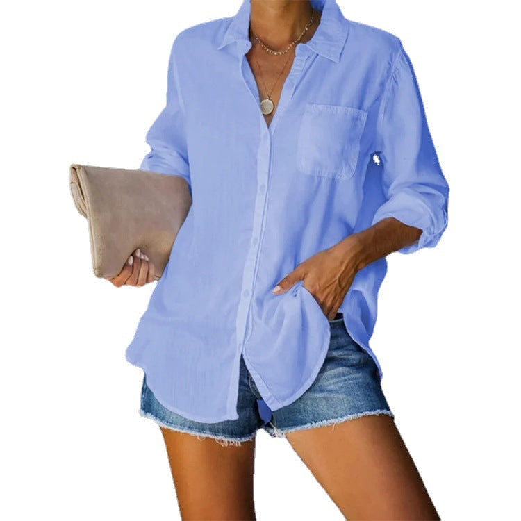 Women casual blouse made of lightweight fabric Ivyshape