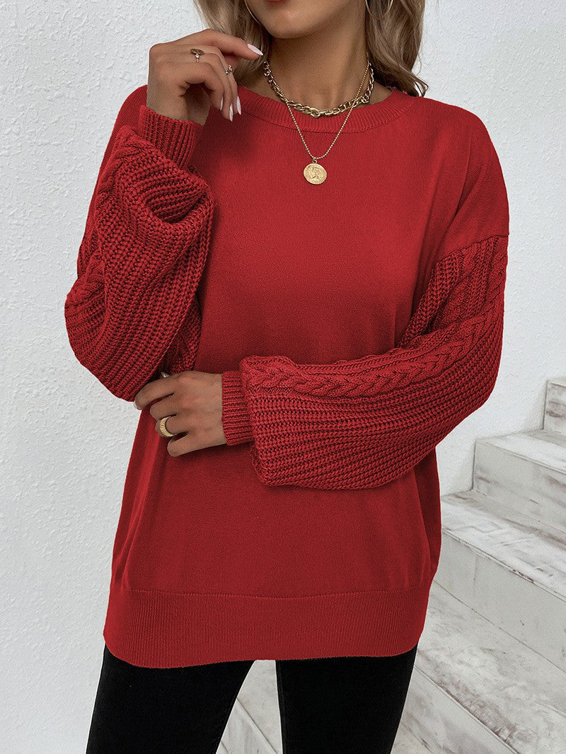 IvyShape | Autumn Lantern Sleeve Knitted Pullover