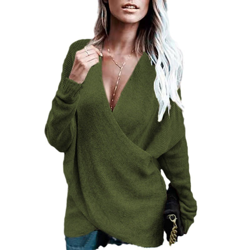 Women's wrap knit sweater with casual cut Ivyshape