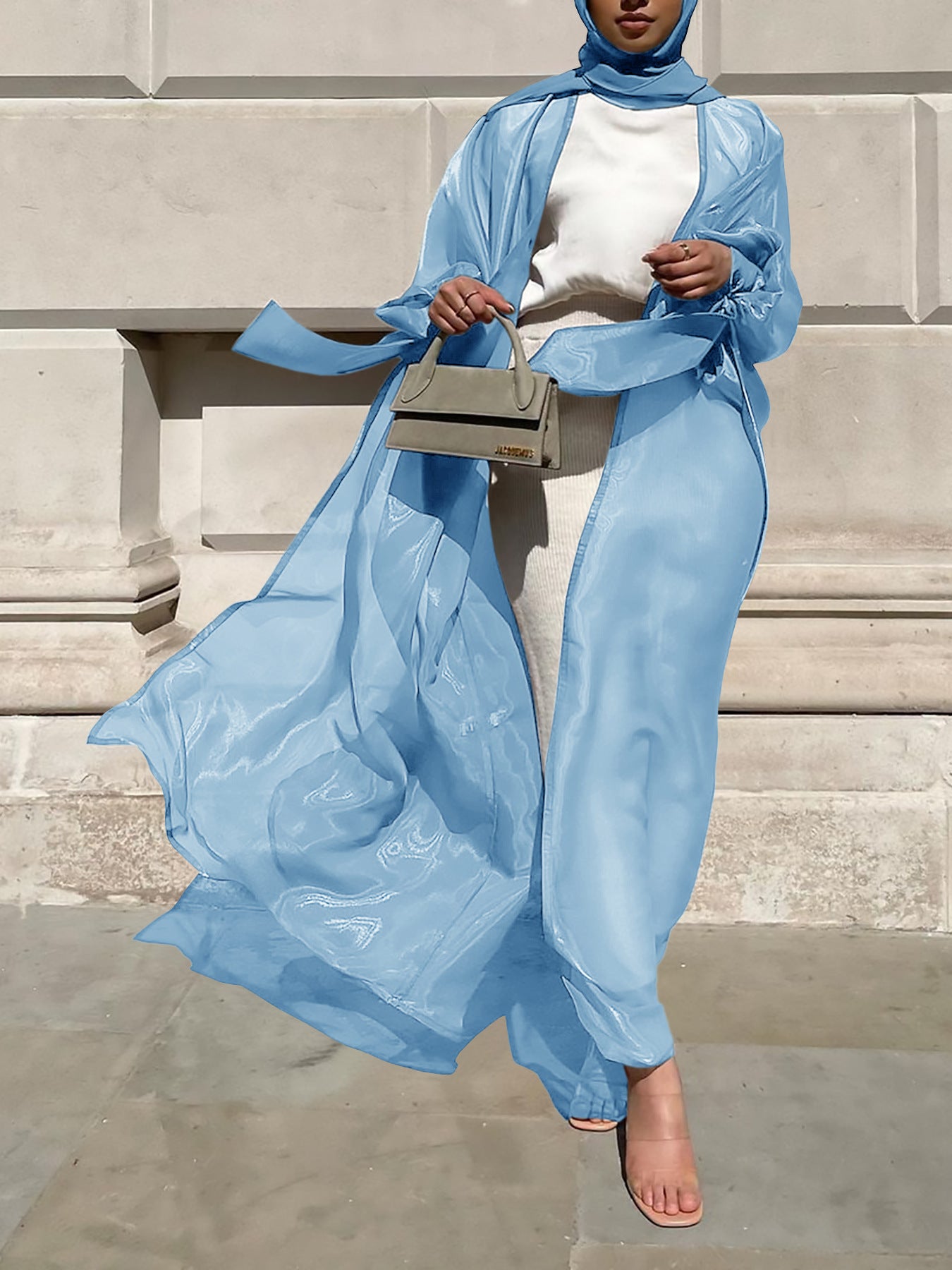 Ladies Airy Kimono Jacket with Filigree Design and Wide Sleeves Ivyshape