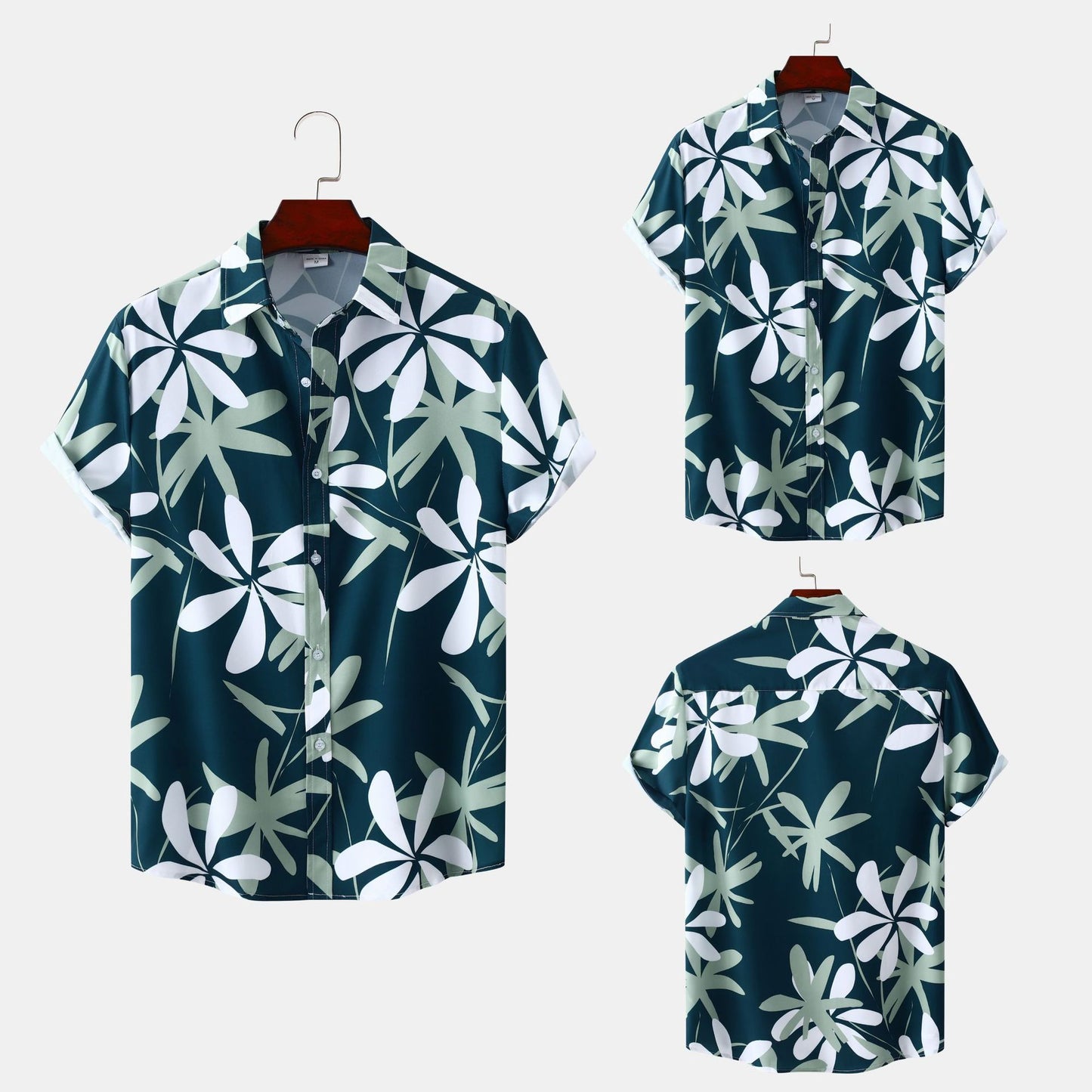 Women’s short-sleeve shirt with tropical plant motif and modern details Ivyshape