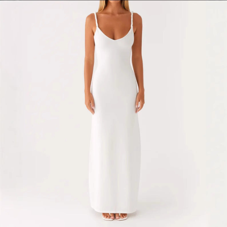 Women Elegant Sleeveless Maxi Dress with Deep V-Neck and Flattering Silhouette Ivyshape