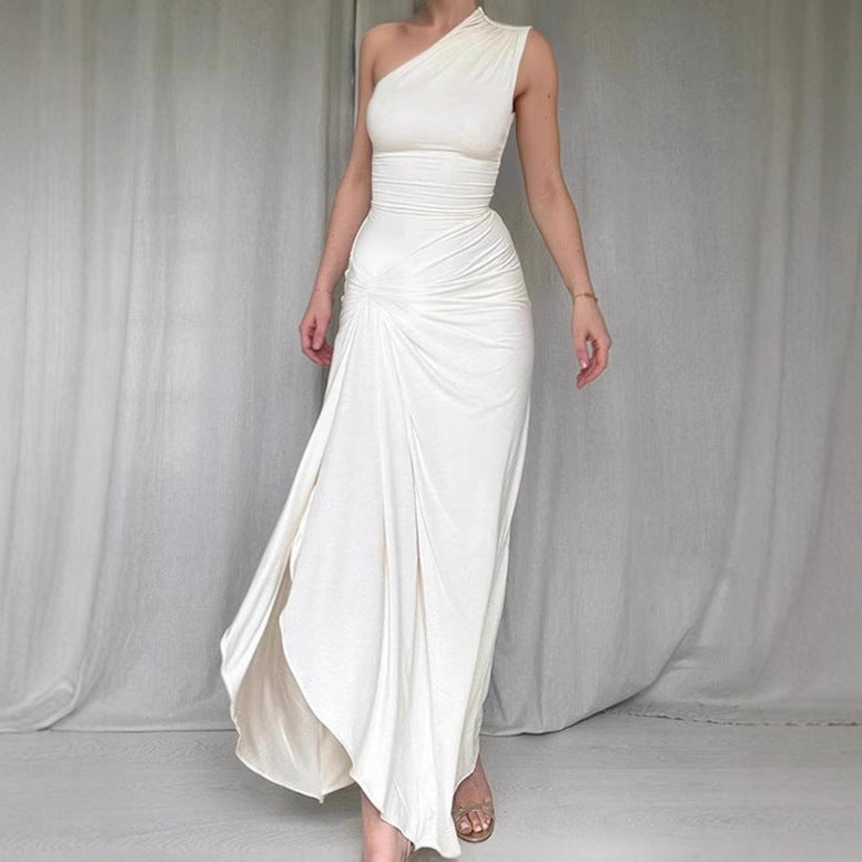Women Elegant Wrap Maxi Dress with Asymmetrical Cut and Figure-Flattering Design Ivyshape